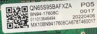 MAIN PARA SMART TV OLED 4K RESOLUCION  (3840 X 2160)  / NUMERO DE PARTE BN94-17608C / BN41-03015A / BN97-19720B / BN9417608C / 17608C / NUMERO DE PANEL CY-AB065FLLV1H / MODELO QN65S95BA FXZA  FA01 - Imagen 2